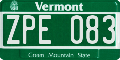 VT license plate ZPE083