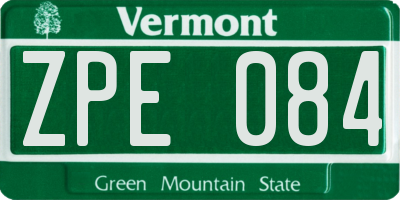 VT license plate ZPE084