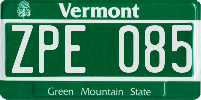 VT license plate ZPE085