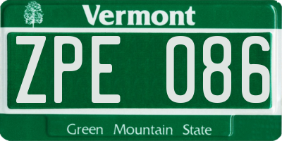 VT license plate ZPE086