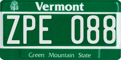 VT license plate ZPE088