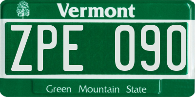 VT license plate ZPE090