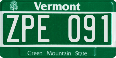 VT license plate ZPE091