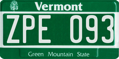VT license plate ZPE093