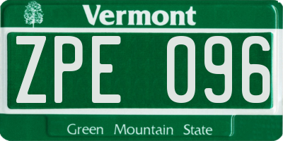 VT license plate ZPE096
