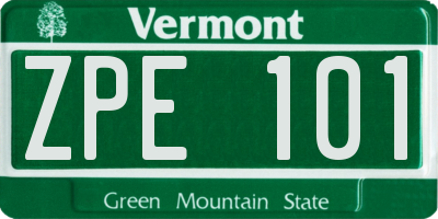 VT license plate ZPE101