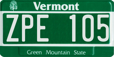 VT license plate ZPE105