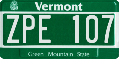 VT license plate ZPE107