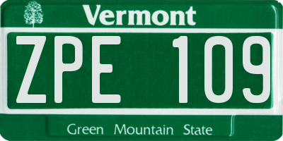 VT license plate ZPE109