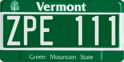 VT license plate ZPE111