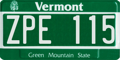 VT license plate ZPE115