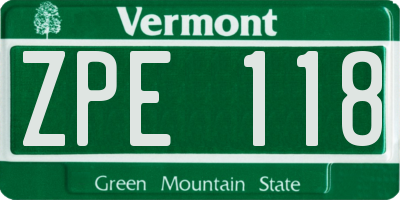 VT license plate ZPE118