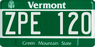 VT license plate ZPE120