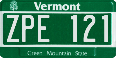 VT license plate ZPE121