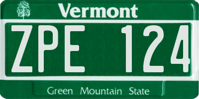 VT license plate ZPE124