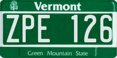 VT license plate ZPE126