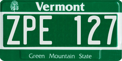 VT license plate ZPE127