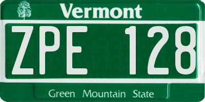 VT license plate ZPE128