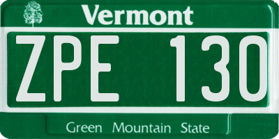 VT license plate ZPE130