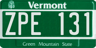 VT license plate ZPE131