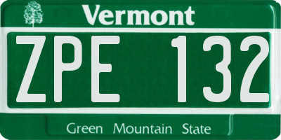 VT license plate ZPE132
