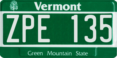 VT license plate ZPE135