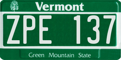 VT license plate ZPE137