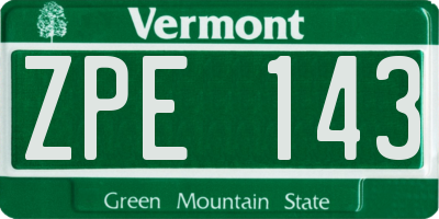 VT license plate ZPE143