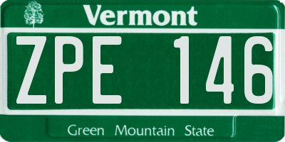 VT license plate ZPE146