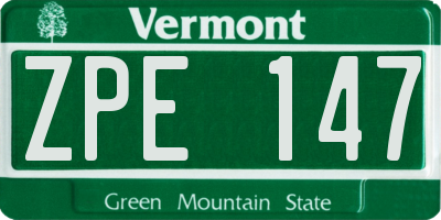 VT license plate ZPE147