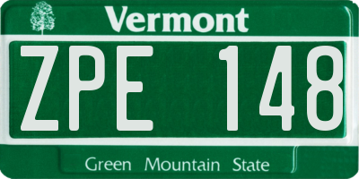 VT license plate ZPE148
