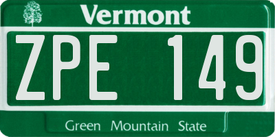 VT license plate ZPE149