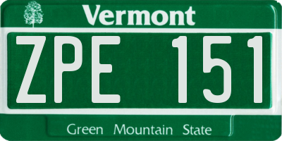 VT license plate ZPE151