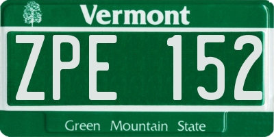 VT license plate ZPE152