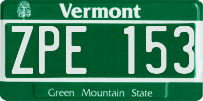 VT license plate ZPE153