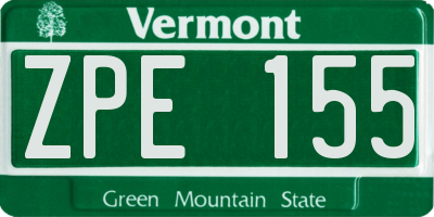 VT license plate ZPE155