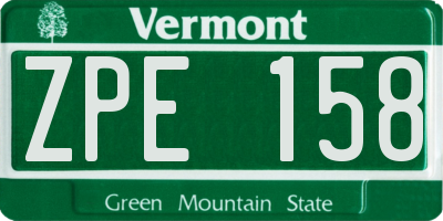 VT license plate ZPE158