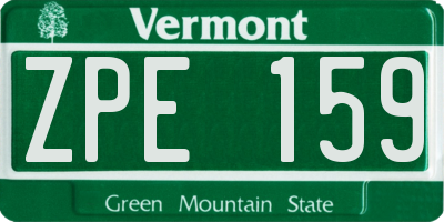 VT license plate ZPE159