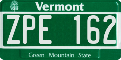 VT license plate ZPE162