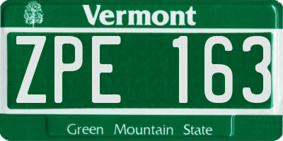 VT license plate ZPE163