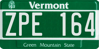 VT license plate ZPE164