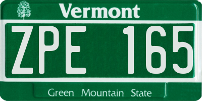 VT license plate ZPE165