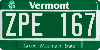 VT license plate ZPE167