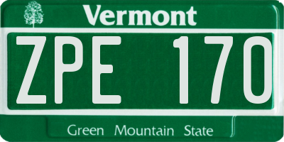 VT license plate ZPE170