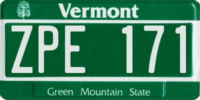 VT license plate ZPE171