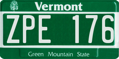 VT license plate ZPE176