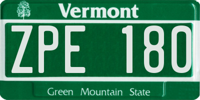 VT license plate ZPE180