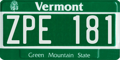 VT license plate ZPE181