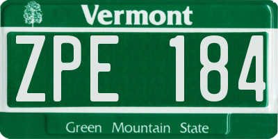 VT license plate ZPE184