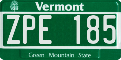 VT license plate ZPE185